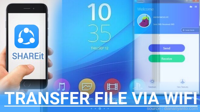Kirim dan Transfer File via Wifi di Sony Xperia M5 Dual E5633 Menggunakan ShareIt Versi Baru